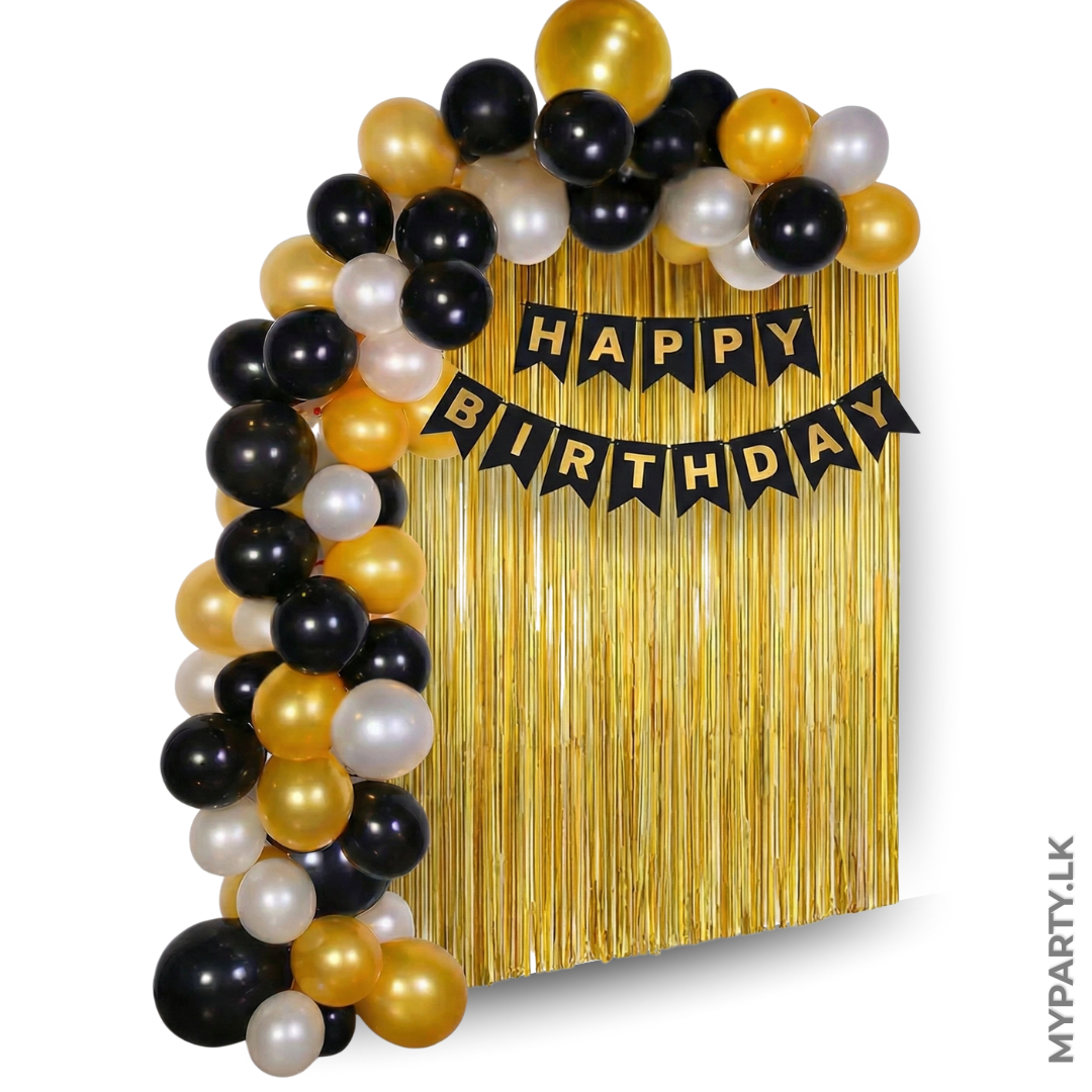 Gold - Black & Silver Happy Birthday Decoration Combo Package - Image 4